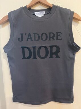 Dior Charcoal Grey J'ADORE DIOR Sleeveless Tank top shirt vintage nwt rare M